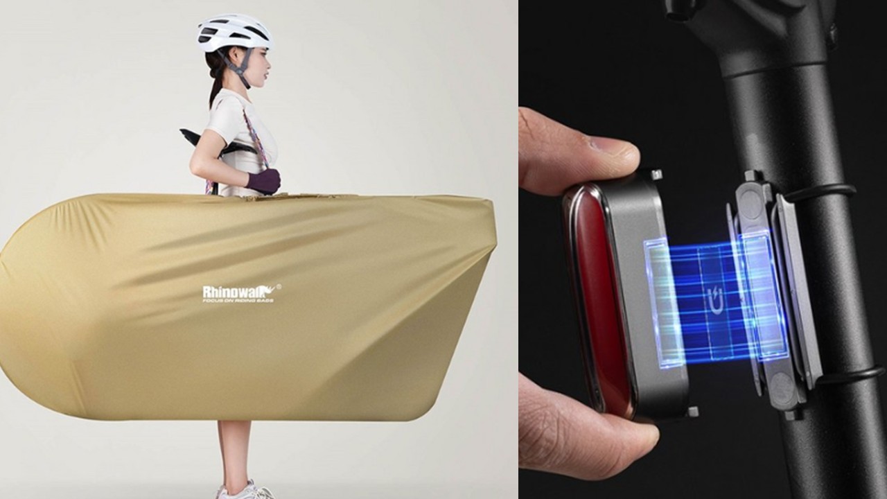 1382 접이식 자전거 캐링백 운반 보관 가방 & 충전식 LED 감속센서 자석 후미등