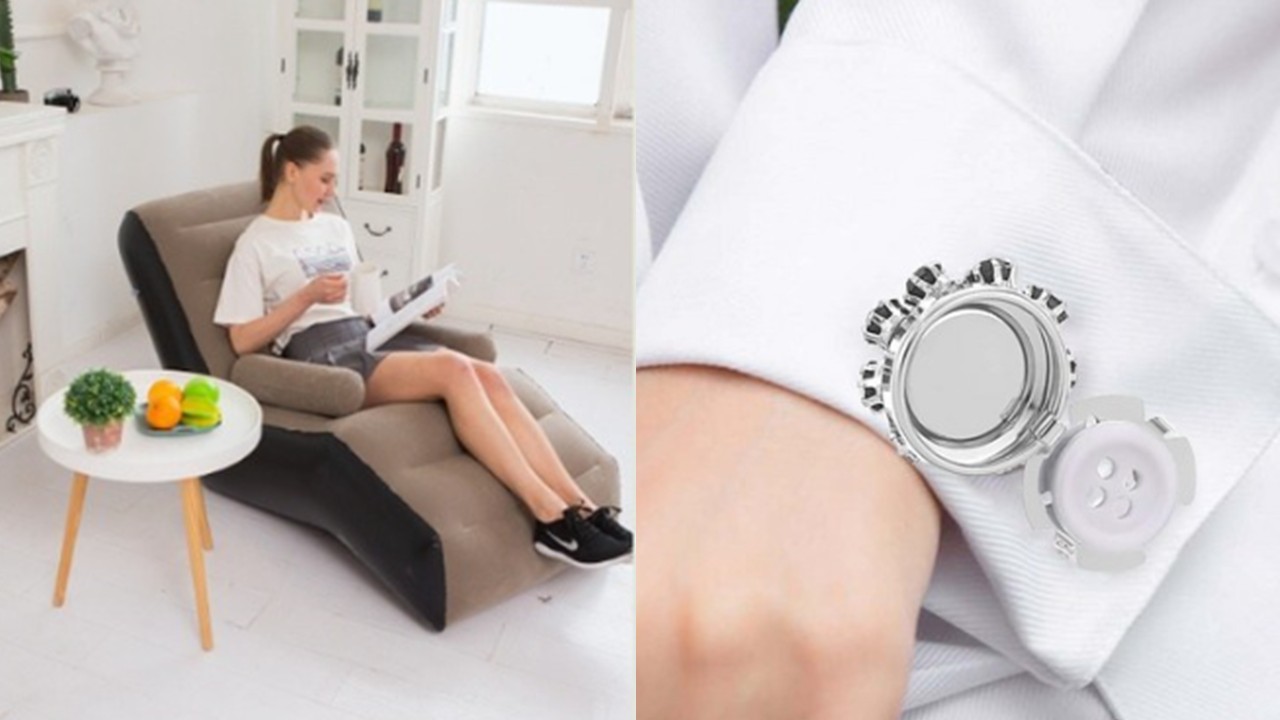 1423 에어빈백 1인용 소파 & 큐빅 보석 단추 커버