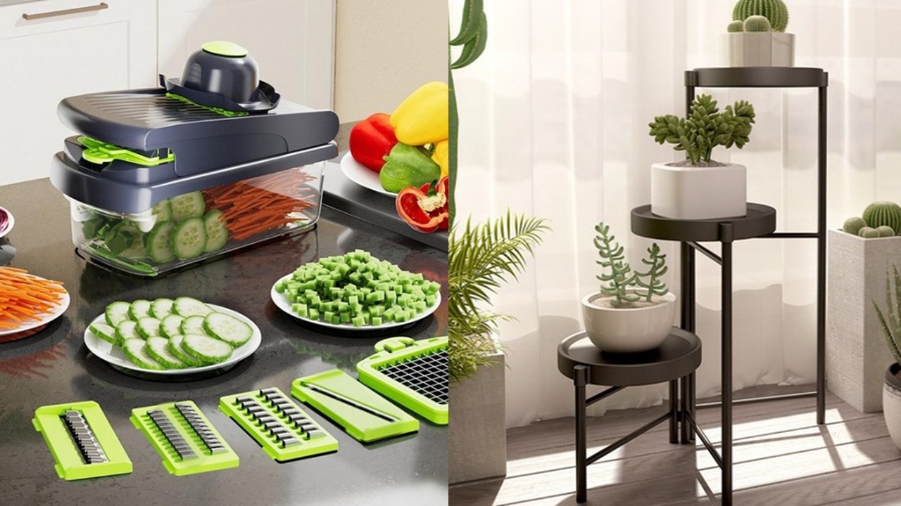 1422 다기능 야채 슬라이서 & 폴딩형 수납 3단 화분 진열대