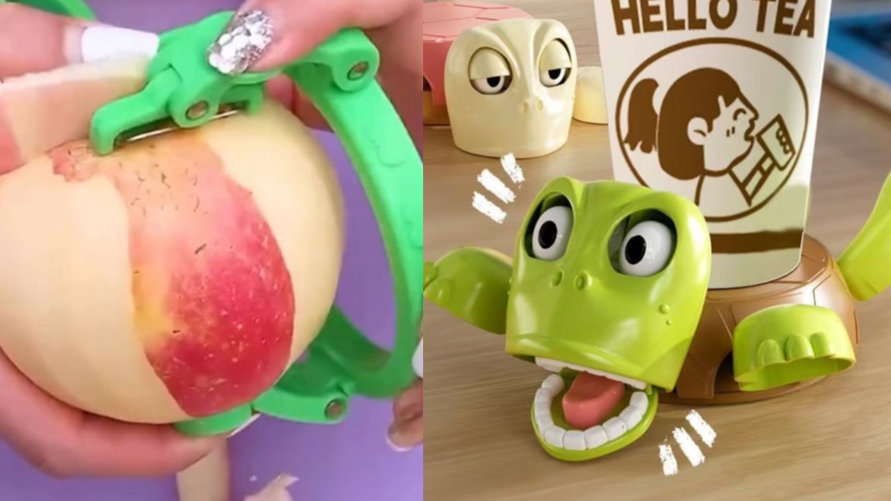 1426 깜놀하는 거북이 컵 받침 & 사과 돌려 깍는 필러 도구