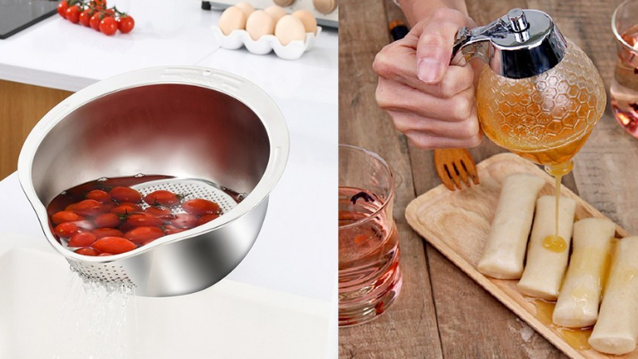 1428 스테인리스 쌀 세척볼 & 꿀 디스펜서