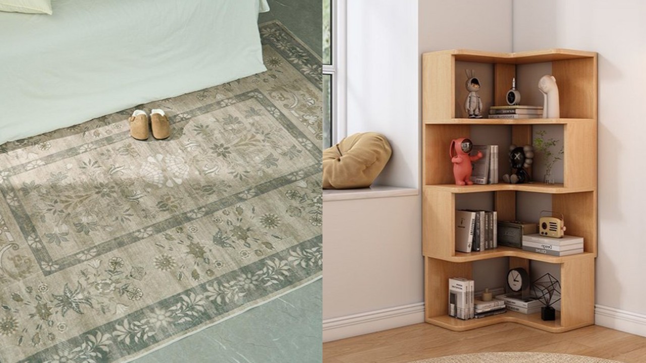 1410 항균 사계절 카페트 & 원목 코너 책장