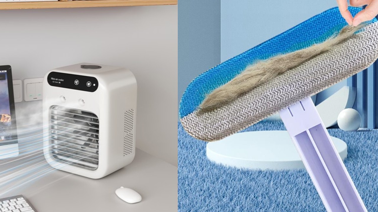 1418 미니 냉풍기 & 애완동물 털 제거 청소솔