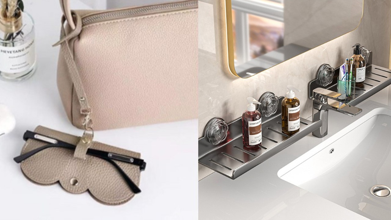 1400 휴대용 선글라스 케이스 홀더 & 세면대 선반 강력 흡착식 욕실선