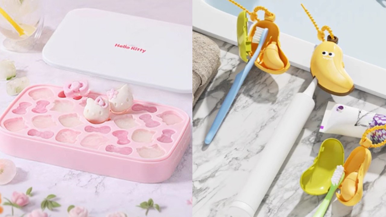 1407 키티 실리콘 아이스큐브 얼음트레이 & 바나나 칫솔케이스