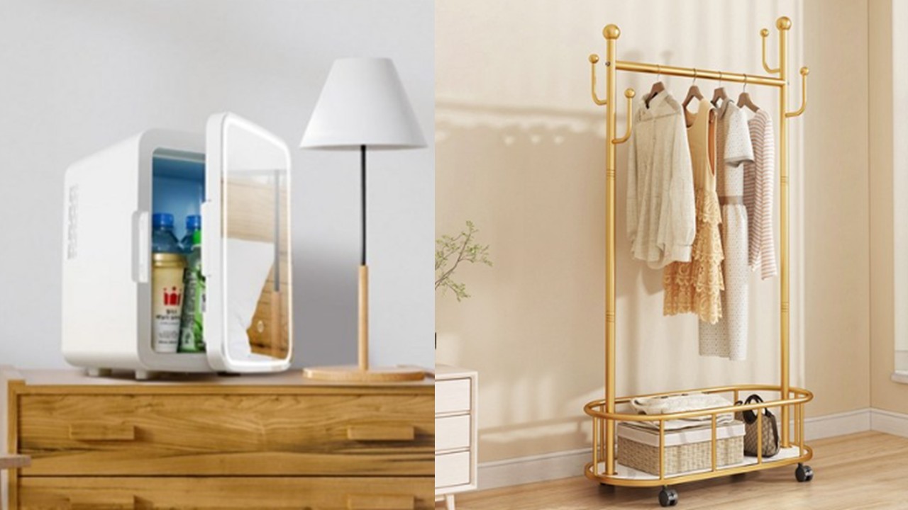 1450 미니 화장품 냉장고 & 이동식 미니 행거