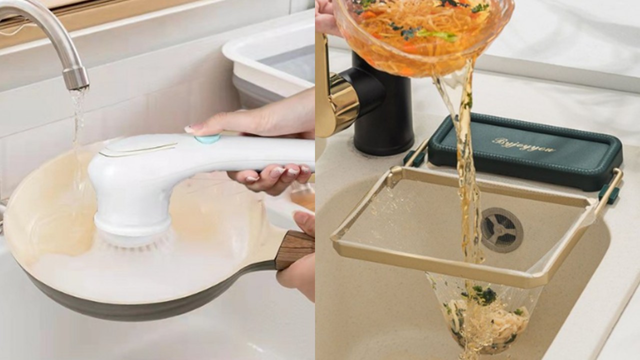 1445 무선 전동 청소솔 & 싱크대 음식물 거름망