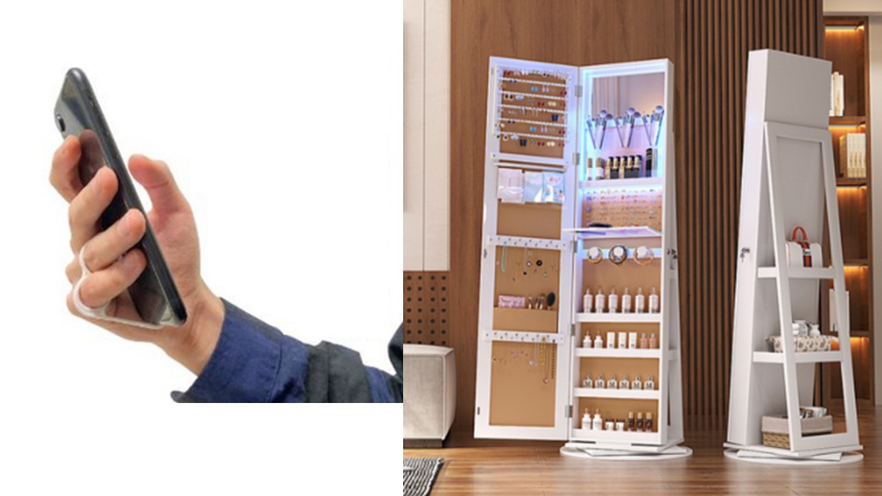 1467 휴대폰 손가락 링 홀더 거치대 & 전신 거울 수납장