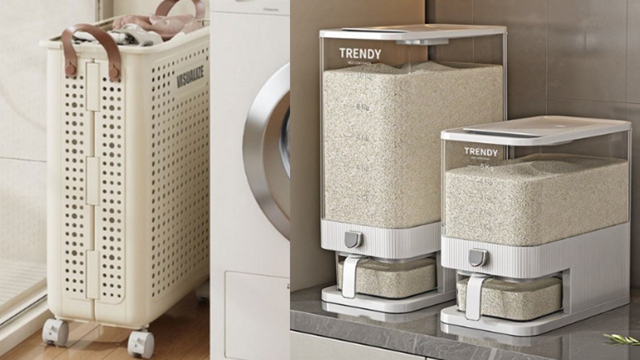 1458 접이식 빨래 바구니 & 진공 쌀통 잡곡통