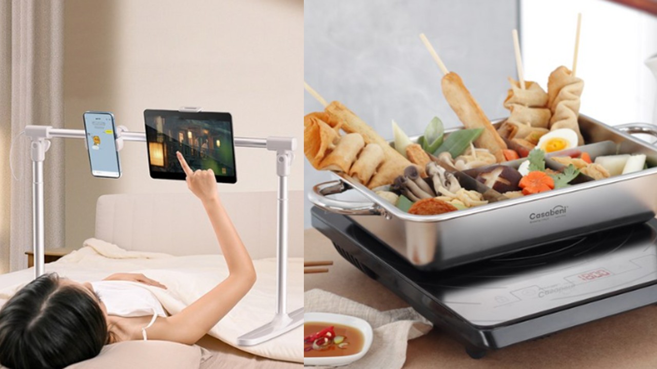 1477 접이식 침대용 스마트폰 태블릿 거치대 & 인덕션 디바이더 스텐 사각 냄비