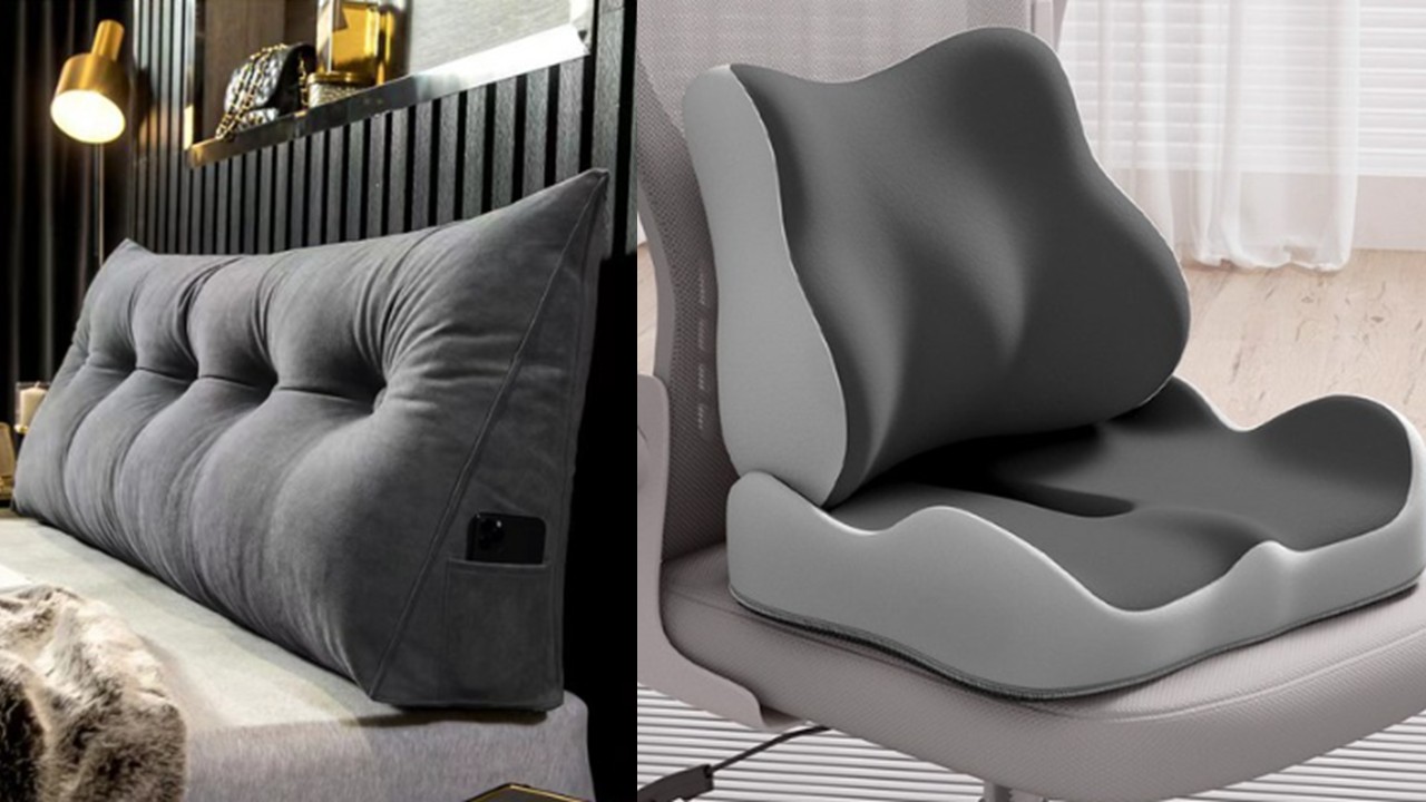 1478 롱 삼각 쿠션 & 메모리폼 허리쿠션