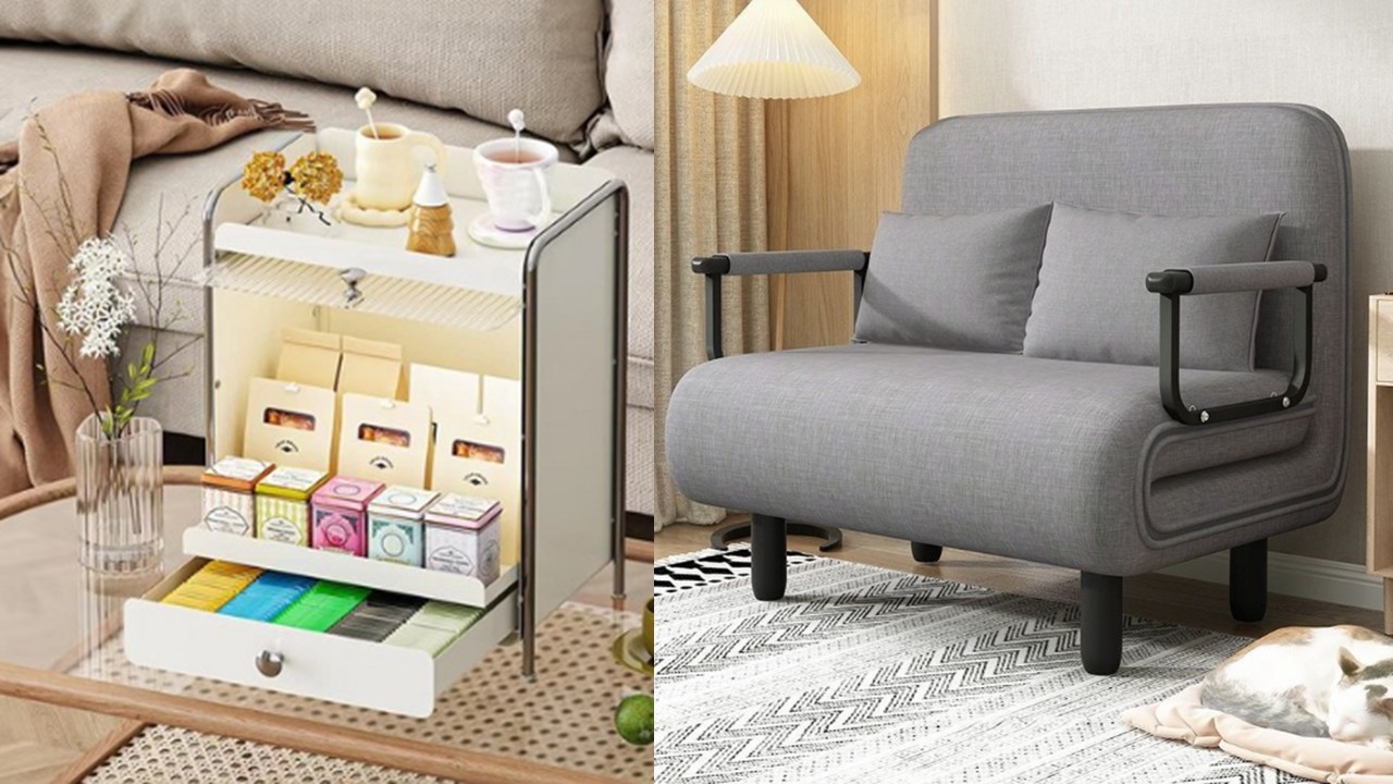 1508 주방용 세제 내장 브러쉬 & 주방 슬라이드 철제서랍 보관함 & 스탠드 전신거울 & 패브릭 접이식 소파베드